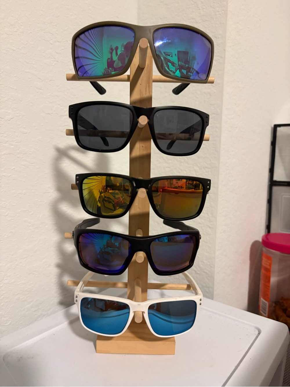 Oakley Men's Sunglasses - Black, White & Mirrored Blue Lenses